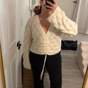 Anthropologie Cream V-Neck Sweater